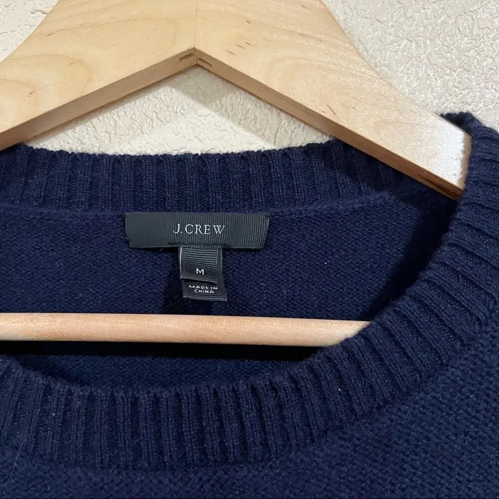 J. Crew navy blue crewneck fair isle geometric wool sweater